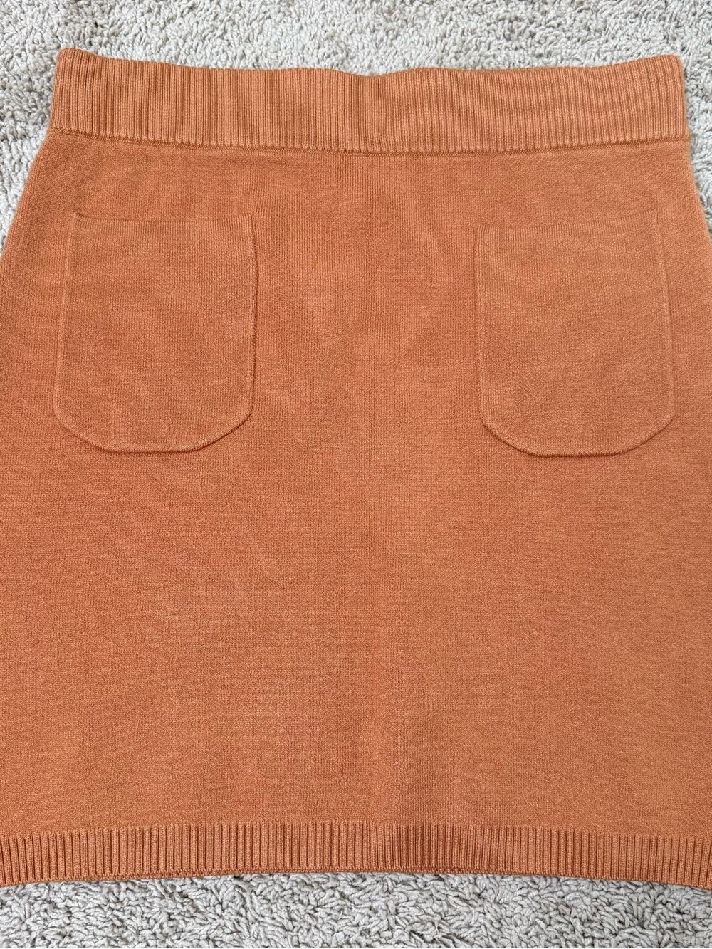 Monrow Mini Skirt with Front Patch Pockets in Rust Orange